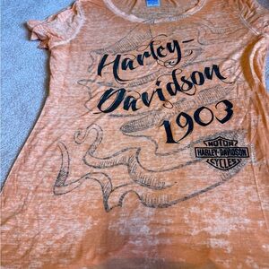 Harley-Davidson Orange Short Sleeve Tee Vintage Style